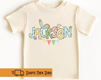 Boys Easter Shirt, Personalized Easter Name Shirt, Custom Easter Shirt, Cute Bunny Kids Shirt, Toddler Easter Shirt, Easter Gift for Kids