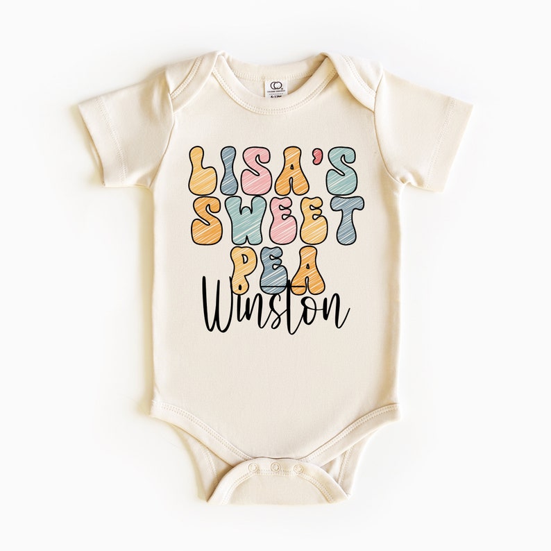 Retro Custom Text Onesie®, Retro Baby Onesie®, Personalized Text Baby Bodysuits, Custom Baby Shirt, Baby Shower Gift 01 image 4