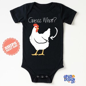 Guess What Chicken Butt Retro Onesie®, Funny Baby Bodysuit, Gender Neutral Baby Gift, Baby Shower Gift