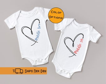 Personalized Middle Sister Brother Baby Onesie®, Heart Little Brother Sister Onesie®, Baby Announcement, Family Matching Onesie®