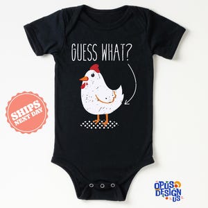 Guess What Chicken Butt Retro Onesie®, Funny Baby Bodysuit, Gender Neutral Baby Gift, Baby Shower Gift