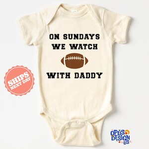 Sunday Football With Daddy Baby Onesie®, Retro Fall Bodysuit, Game Day Boys Natural Onesie®, Baby Shower Gift