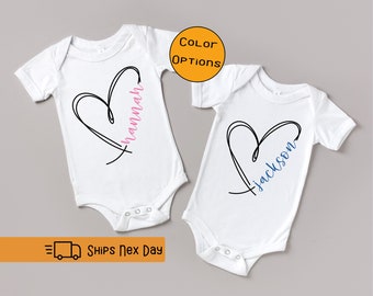 Personalized Middle Sister Brother Baby Onesie®, Heart Little Brother Sister Onesie®, Baby Announcement, Family Matching Onesie®