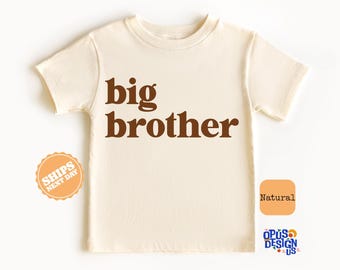 Big Brother Toddler Shirt, Cute Retro Kids Shirt, Natural Big Brother Kids Tee, Kids Gift