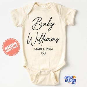 Custom Announcement Baby Onesie®, Personalized Bodysuit, Natural Coming Soon Onesie®, Personalized Baby Shower Gift