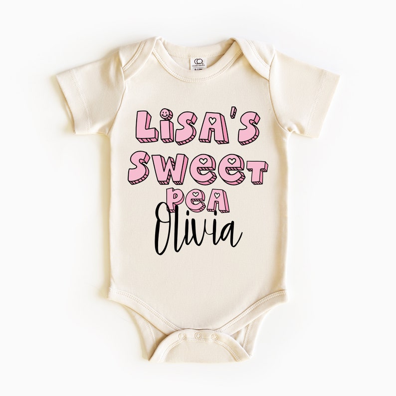 Retro Custom Text Onesie®, Retro Baby Onesie®, Personalized Text Baby Bodysuits, Custom Baby Shirt, Baby Shower Gift 01 image 3