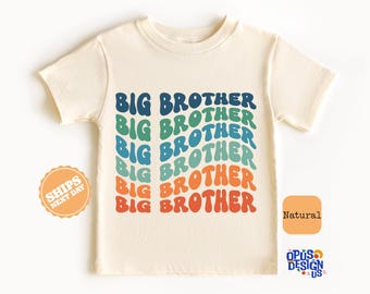 Big Brother Toddler Shirt, Retro Big Brother Kids Shirt, Sibling Natural Tee, Kids Gift