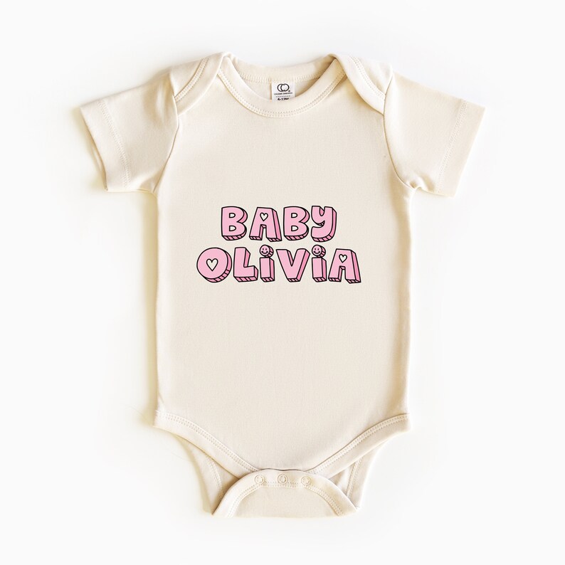 Retro Custom Text Onesie®, Retro Baby Onesie®, Personalized Text Baby Bodysuits, Custom Baby Shirt, Baby Shower Gift 01 image 6