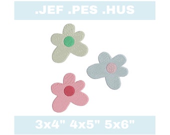 Pastel flowers embroidery design - 3 sizes - JEF, PES, HUS