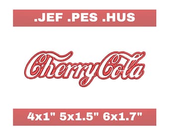 Cherry cola embroidery design - 3 sizes - JEF, PES, HUS