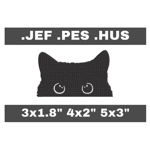 Black cat embroidery design - 3 sizes - JEF, PES, HUS