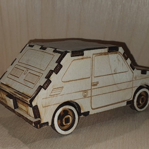 Laser cutting cnc toy Fiat 126p 3d. Svg, pdf, dxf file A gift for a loved one for many occasions. zdjęcie 2