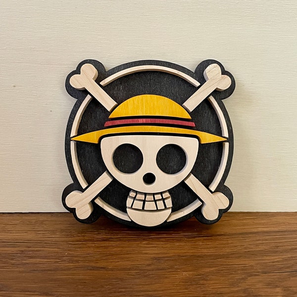 Emblème One piece | Drapeau Luffy 3D en bois