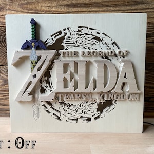 Zelda Tears of the Kingdom light-up logo | Wooden 3D premium symbol