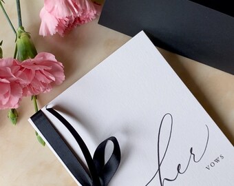Minimalist Vow Books|  Personalised Vow Booklets with ribbon | for His + Her | His + His | Her + Her | Wedding Vow Books