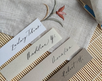 Personalised Name Place Cards/Tags |  Handwritten Calligraphy Place Cards | Wedding and Special Events | Soft Neutral Colours | SLIM FLAT