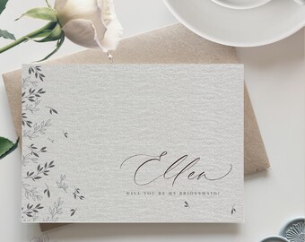 Minimalist Foliage | Personalised Bridesmaids Card | Custom Maid of Honour Card, Will You Be My  Bridesmaid Card , Bridesmaid Proposal