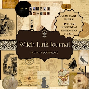 Witch Junk Journal, Grimoire Pages, Printable Ephemera Pack, Pages & Paper, Scrapbooking Supplies, Digital Download, Fantasy Witchcore Gift