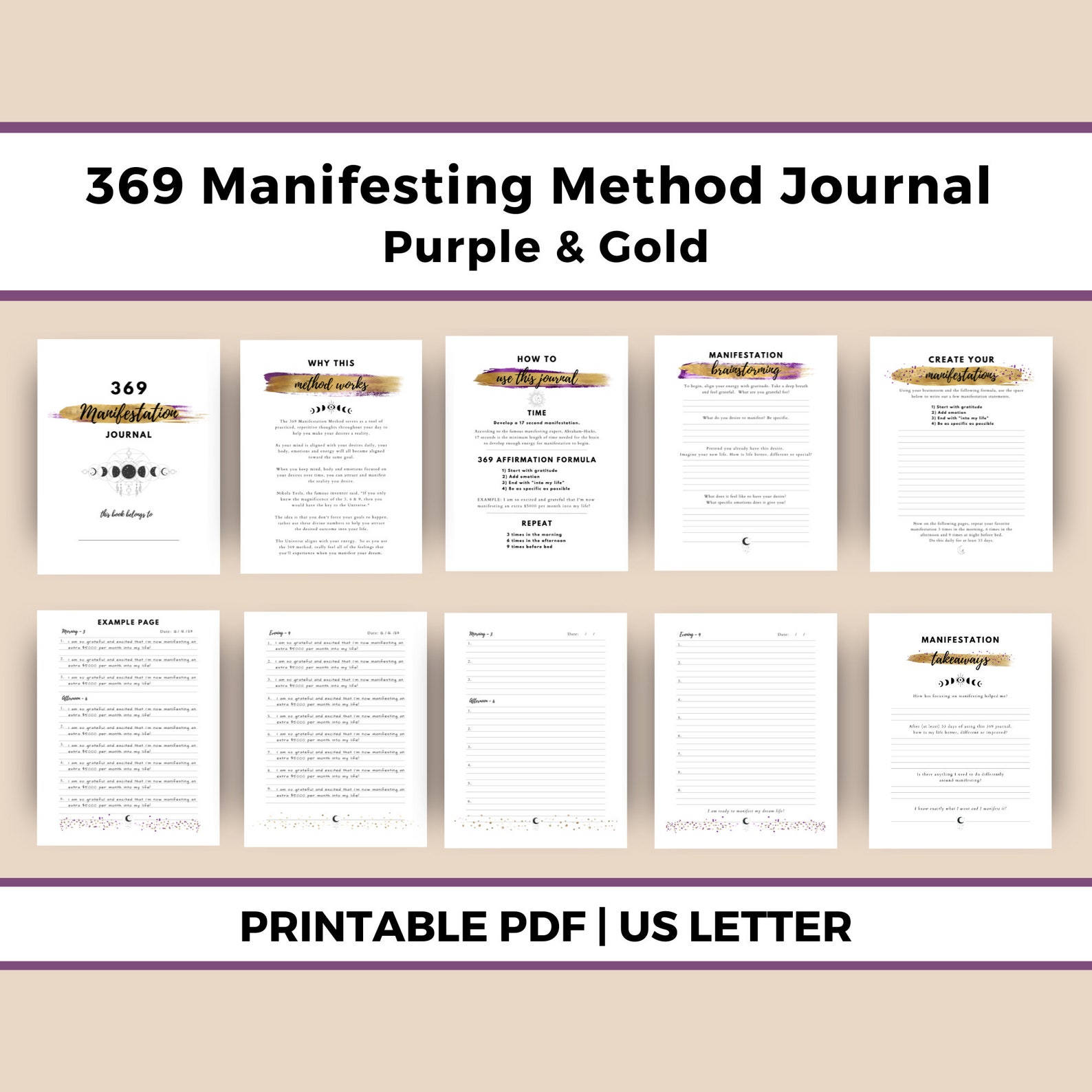 369 Manifestation Journal Printable, 369 Method, Manifesting Guide, Law ...