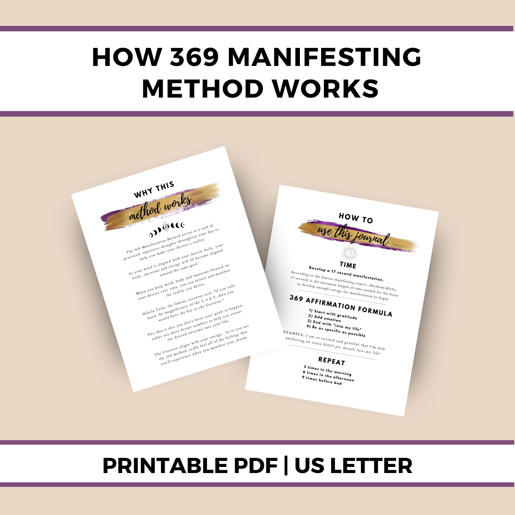 Manifest Methods 369 Manifestation Journal Printable, 369 Method, Manifesting Guide, Law ...