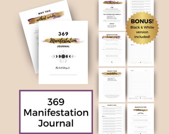 369 Manifestation Journal Printable, 369 Method, Manifesting Guide, Law of Attraction Workbook, Money Manifesting, Dream Journal Pages
