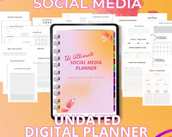 Digital Planner, SOCIAL MEDIA Content Calendar, Instagram, Social Media, Marketing, iPad, GoodNotes, Social Media Planner, Undated PVWL19