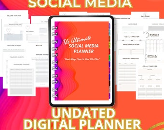 Digital Planner, SOCIAL MEDIA Content Calendar, Instagram, YouTube, TikTok, Marketing Plan, iPad, GoodNotes, Small Business, Undated PVWL19