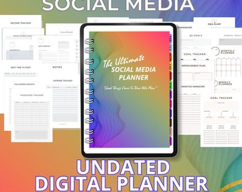 Digital Planner, SOCIAL MEDIA Content Calendar, Instagram, YouTube, TikTok, Marketing Plan, iPad, GoodNotes, Small Business, Undated PVWL19