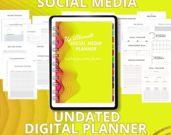Digital Planner, SOCIAL MEDIA Content Calendar, Instagram, YouTube, TikTok, Marketing Plan, iPad, GoodNotes, Small Business, Undated PVWL19
