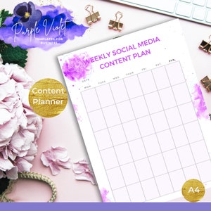 Pink water lily, SOCIAL MEDIA PLANNER, Content Planner, YouTube Planner, Instagram Planner, Social Media Planner, Printable pdf PvWL01