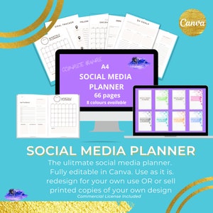 Aqua SOCIAL MEDIA PLANNER, Content Planner, YouTube Planner, Instagram Planner, Canva Planner, Social Media Planner, Printable, pdf PVWL06