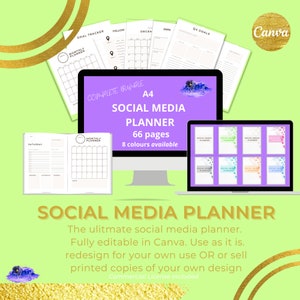 Lime SOCIAL MEDIA PLANNER, Content Planner, YouTube Planner, Instagram Planner, Canva, Social Media Planner, Printable pdf PVWL10