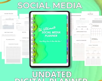 Digital Planner, SOCIAL MEDIA Content Calendar, Instagram, YouTube, TikTok, Marketing Plan, iPad, GoodNotes, Small Business, Undated PVWL19