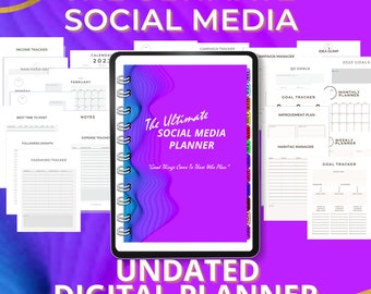Digital Planner, SOCIAL MEDIA Content Calendar, Instagram, YouTube, TikTok, Marketing Plan, iPad, GoodNotes, Small Business, Undated PVWL19