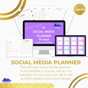 Simple SOCIAL MEDIA PLANNER, Content Planner, YouTube Planner, Instagram Planner, Canva, Social Media Planner, Printable pdf PVWL05