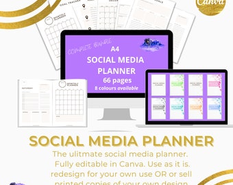 Einfacher SOCIAL MEDIA PLANNER, Content Planner, YouTube Planner, Instagram Planner, Canva, Social Media Planner, printable pdf PVWL05