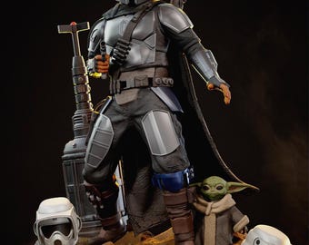 The Mandalorian Statue | Star Wars | Resin Collector Figure 360 mm | Unpainted | Kit Parts