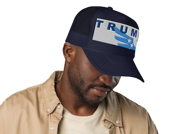 Chapéu Trump Trucker: Chapéu MAGA bordado com sopro 3D