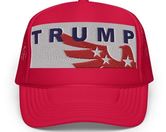 Trump Eagle Trucker Hat, 3D Puff Embroidered MAGA Cap