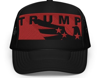 Trump Trucker Hat with 3D Puff Embroidered Eagle