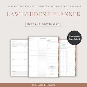 K&ouml;nnte beinhalten: Ein digitaler Planer f&uuml;r Jurastudenten mit einer Seite f&uuml;r Fallzusammenfassungen, einer Seite f&uuml;r einen Monatskalender und einer Seite f&uuml;r einen Wochenplan. Der Planer ist kompatibel mit den Apps GoodNotes und Notability und enth&auml;lt &uuml;ber 530 hyperverlinkte Seiten. Der Planer ist zum sofortigen Download verf&uuml;gbar.