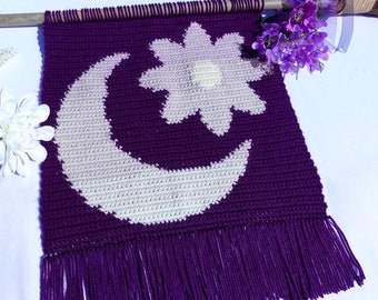 Patrón de ganchillo para tapiz Flor de Luna / Tapiz bohemio para pared (Patrón en PDF)