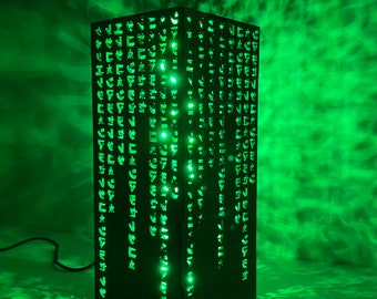 Green Code Lamp-Hieroglyphs Numbers Vertical Lines Mathematics-Matrix Lamp-Desk Night Lamp -Gamer Futuristic Lamp-Studio Lamp-Gift NightLamp
