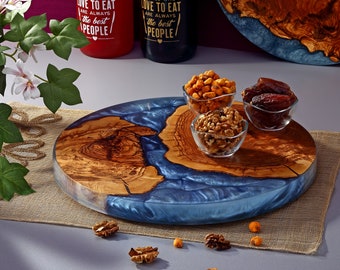 Epoxy olijfhouten charcuteriebord, handgemaakt dienblad