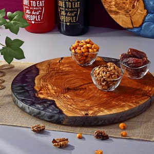 Epoxy and Wooden serving, Cutting Board, Charcuterie Board, Resin and Olive Wood Serving Board, personalized, gift for mom,Mother&#39;s day
