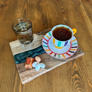 Epoxy and Wooden serving, Cutting Board, Charcuterie Board, Resin and Walnut Wood Serving Board, personalized, gift for her,gift for mom