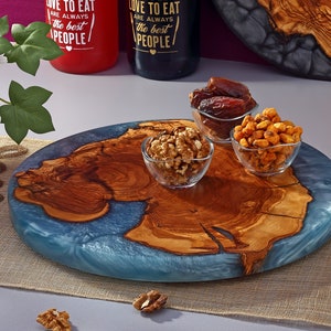 Epoxy and Wooden serving, Cutting board, Charcuterie Board, Resin and Olive Wood Serving Board, personalized, gift for mom, resin tray