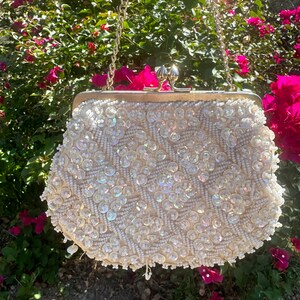 Bolso vintage de lentejuelas blancas