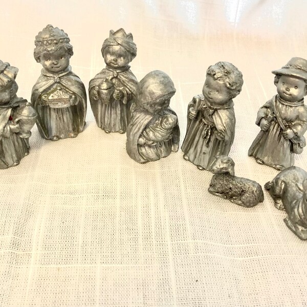 Pewter Nativity Set Etsy