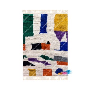 Moroccan Rug | 4.1x5.6 ft / 125x170 cm | Beni Ourain Rug | Berber | Tapis | Azilal Rug | Teppich | Area Wool | Boujaad Rug | Moroccan Carpet